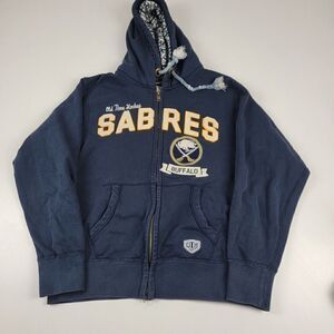 Buffalo Sabres Old Time Hockey Hoodie Adult Large Distressed Full Zip
